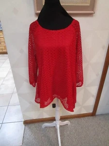 COVINGTON-ROJO-CROCHET-FORRADO-MANGA 3/4-CUELLO REDONDO-TOP TÚNICA-TALLA-1X-NUEVO CON ETIQUETAS-$44 - Imagen 1 de 4