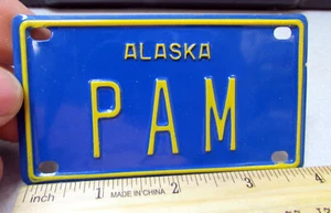 Novelty ALASKA Metal bicycle license plate, 1980s Blue & Gold embossed, PAM - Picture 1 of 2