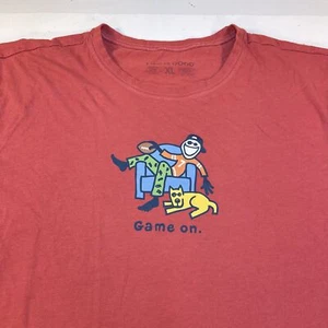 LIFE IS GOOD GAME ON FOOTBALL DOG TEE T-SHIRT Herren XL rot  - Bild 1 von 4