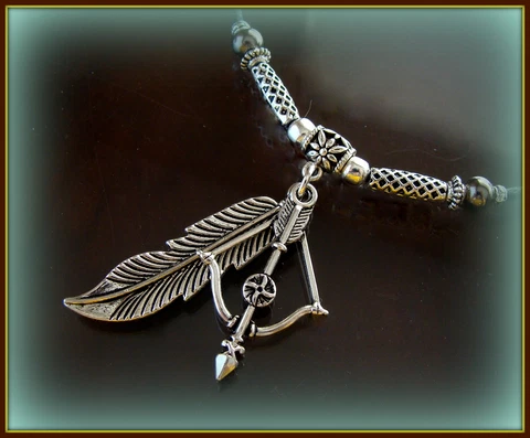 Feather - Bow + Arrow NECKLACE PENDANT FSU Seminoles theme - Indian style Cover