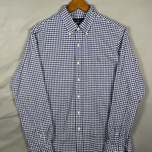 Camisa Ralph Lauren Para Hombre Grande Oxford Elastizada Azul Cuadros Calce Ajustado Carne Poni - Imagen 1 de 10