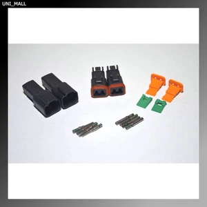 2 x Deutsch DT 2-Pin Black Connector Kit, 14 AWG Solid Contacts (Made in USA) - Imagen 1 de 3