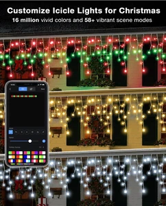 Programmable Icicle Christmas Lights Waterproof 58Multicolor Modes, 32.8ft299Led - Picture 1 of 7
