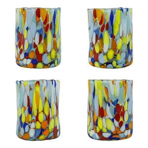 Set of Four 4 Murano Shot Glasses Multi Coloured Millefiori Venice Italy - Picture 1 of 6