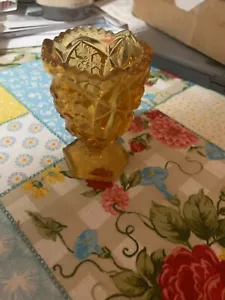 Kemple Glas Bernstein Toltek Schneeflocke Zahnstocherhalter mit Fuß markiert mit einem K - Bild 1 von 1