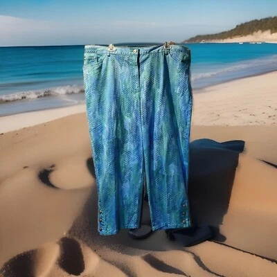 RUBY RD Woman Capri Crop Pants *NWT*  NEW Size 18 NEW  Blue Teal Green Aqua - Image 1 of 4