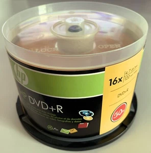 HP DVD+R 16x 4.7GB 120 Min. 50 Disc Pack Write-Once Recordable, Unused/Open Box - Photo 1/3