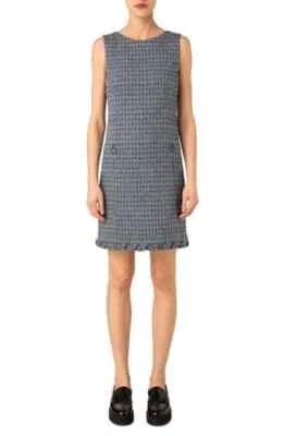 NUEVO Vestido Akris Punto Sin Mangas Denim Tweed En Denim Sky Talla 12 #D7475 Foto 1 de 4