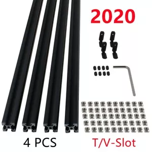 4 piezas negro ranura en V 2020 extrusión de aluminio para impresora 3D CNC 300-1000 mm - Imagen 1 de 13