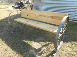 1 wagon wheel bench set  28"  steel ornamental Iron Garden western rustic art 