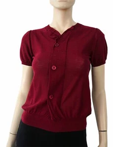 Vintage TSE sz XS Short Sleeve Burgundy Red Knit Top Sweater - Picture 1 of 3