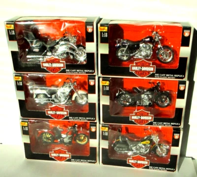 Maisto 1/18 Harley Davidson Motorcycles (6) Series 10 Complete Set, NIB - Image 1 of 4
