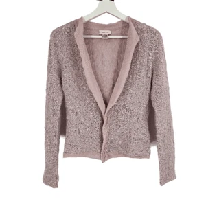 Sleeping On Snow Sweater Jacket Pink Mohair Crop Anthropologie Hook & Loop =XS - Picture 1 of 7