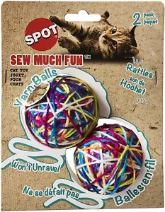 Spot Ethical Pet Sew Much Fun Small Pair fun Yarn Ball 2.5" Cat Toy 2 Pack NEW - Picture 1 of 1