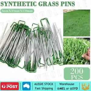 200PCS Synthetic Artificial Grass Pins Fake Lawn Turf Weed Mat U Pegs Weedmat AU - Picture 1 of 12