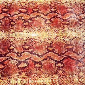 RED GOLD DESERT PYTHON SNAKE PRINT STRETCH VELVET FABRIC 60" BY THE YARD - Picture 1 of 10