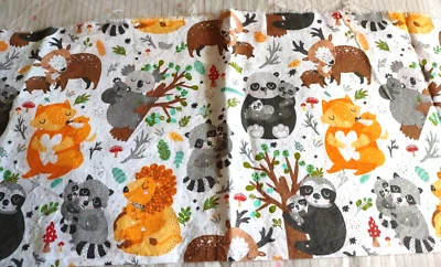 Sloth Reindeer Koala Raccoon Lion Fox Sewing Fabric Remnant 16 1/2" x 21" - Image 1 of 4