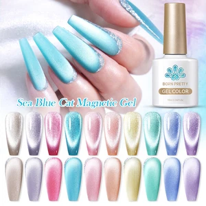 BORN PRETTY 10ml Sea Blue Cat Magnetic Gel Pink Purple Nails Soak Off UV LED