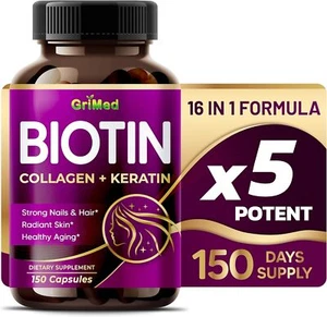 BIOTIN with Collagen + Keratin 7,275mg Strong Nails & Hair, Radiant Skin !!!!!!! - Picture 1 of 6