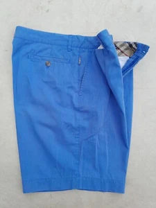 Burberry Chino Shorts Men's 36in Blue Nova Check Trim Pleated EU 46 Made Spain - Picture 1 of 14