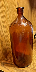 Antique 1933-1937 Clorox Amber Embossed Bottle 9.5 Inches Tall,  Free Shipping - Picture 1 of 5