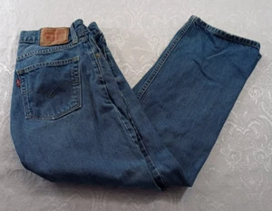 Levi's Jeans Boys Size 16 (28x28) Blue 505 Straight Leg Medium Wash Logo - Picture 1 of 21