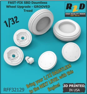 FAST-FIX 1/32 SBD Dauntless Resin Wheel Upgrade Ver 1 Grooved Tread RFF32129 - Picture 1 of 7