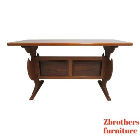 Vintage Solid Teak Mid Century High Top Dining Table Bar Custom Cover
