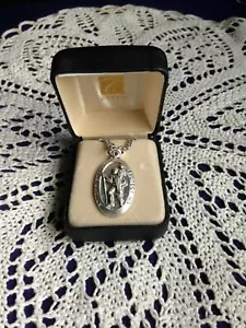 Creed St. Christopher Medaille, Edelstahl Silber 24" Kette, Etui LARGE SO8747L-NEU - Bild 1 von 3