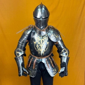 Traje de caballero medieval traje de armadura 20G armadura de acero traje de medio cuerpo gótico LARP juegos con disfraces - Imagen 1 de 10