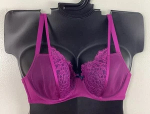 Balconcino pizzo 36D leggermente foderato nylon più reggiseno viola cacique lane briant - Foto 1 di 12