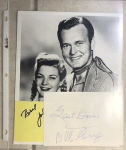 Gail Davis Brad Johnson Photograph With Autograph Signatures On Cards