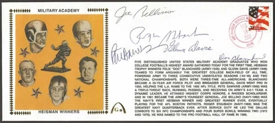 Roger Staubach + Doc Blanchard + 3 Cachet de estampillas militares firmadas Heisman Gateway Foto 1 de 4