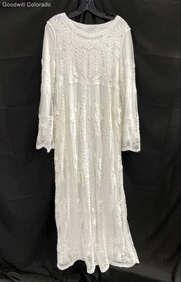The White Womens White Cotton Lace Overlay Long Sleeve Maxi Dress Size M/L - Image 1 of 4