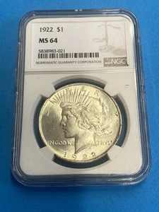 Dólar de plata de la paz 1922 $1 NGC MS64 - Imagen 1 de 2