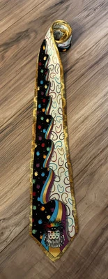 Corbata MARDI GRAS Andrea Mistretta 100 % seda ITALIA amarillo de lujo/multi nueva sin etiquetas Foto 1 de 4