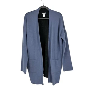 J Jill Size Medium Reversible Blue To Gray Open “Topper Coat” w Flat Pockets - Picture 1 of 13