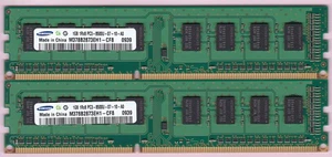 2GB 2x1GB PC3-8500 Samsung DDR3-1066 M378B2873EH1-CF8 Desktop Ram Memory Kit - Picture 1 of 3