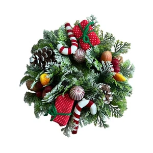 Anello candela natalizia plastica vintage floccato noci agrifoglio caramelle MCM - Foto 1 di 6