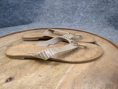 Sandalias Tory Burch Thora para mujer talla 8 M estampado de lagarto cuero tostado abatibles Foto 1 de 4
