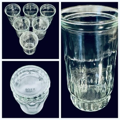 "Juego de 6 vasos de jalea transparente con parte inferior de corona (9937) de 5,25"" de alto vintage" Foto 1 de 4