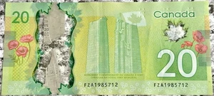1985-7-12 Birthday Banknote July $20 Dollar Canada FZA 1985712 Serial Number 80s - Bild 1 von 2