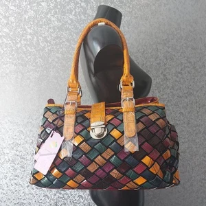 LUCKYPOMELO Multicoloured Tote Shoulder Bag Handbag Woven Size 39x26x12.5 cm - Picture 1 of 23