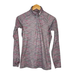Nike Pro Combat 1/4 Zip Top Long Sleeve Athletic Gray Pink Women Size Small - Picture 1 of 9