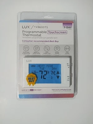 Lux Touchscreen Programmable Thermostat - White 2 Heat/1 Cool - TX9600TS - Image 1 of 4