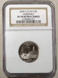 2006 S Silver Proof Nebraska State Quarter - NGC PF 70 ULTRA CAMEO - Picture 1 of 4