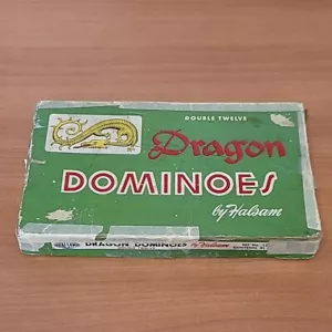 Dominó Halsam Double Twelve Dragon de 1940 en caja original conjunto en caja original # 1220 - Imagen 1 de 6
