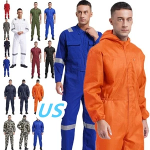 Mens Dustproof Coverall Work Uniform Long Sleeve Jumpsuit Auto Overalls Workwear - Picture 1 of 159