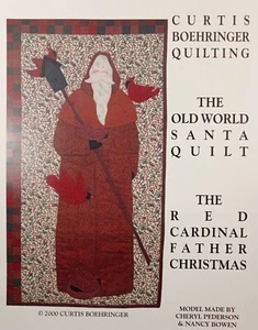 Red Cardinal Father Christmas Quilt Pattern Old World Santa C Boehringer 33"x17" - Picture 1 of 4