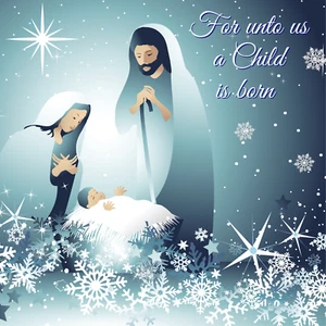 For Unto Us A Child is Born Nativity Christmas Sign or Door Hanger - Picture 1 of 4